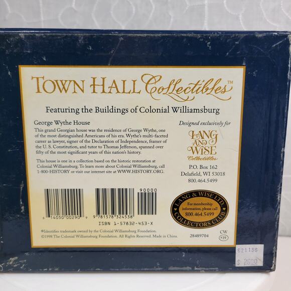 Lang & Wise Colonial Williamsburg George Wythe House Ceramic Figurine 28489704 - Picture 4 of 12